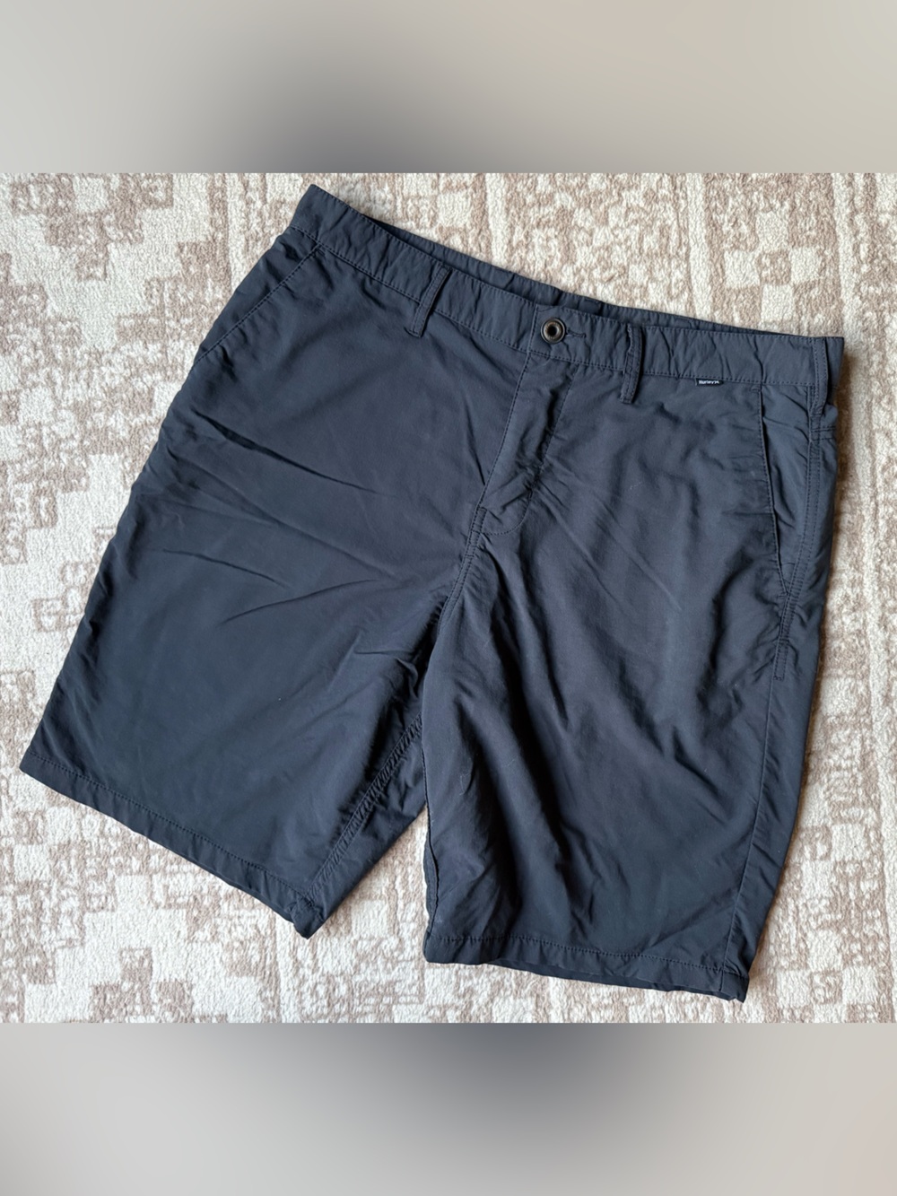 Hurley Men's Black Flat-Front Performance Shorts